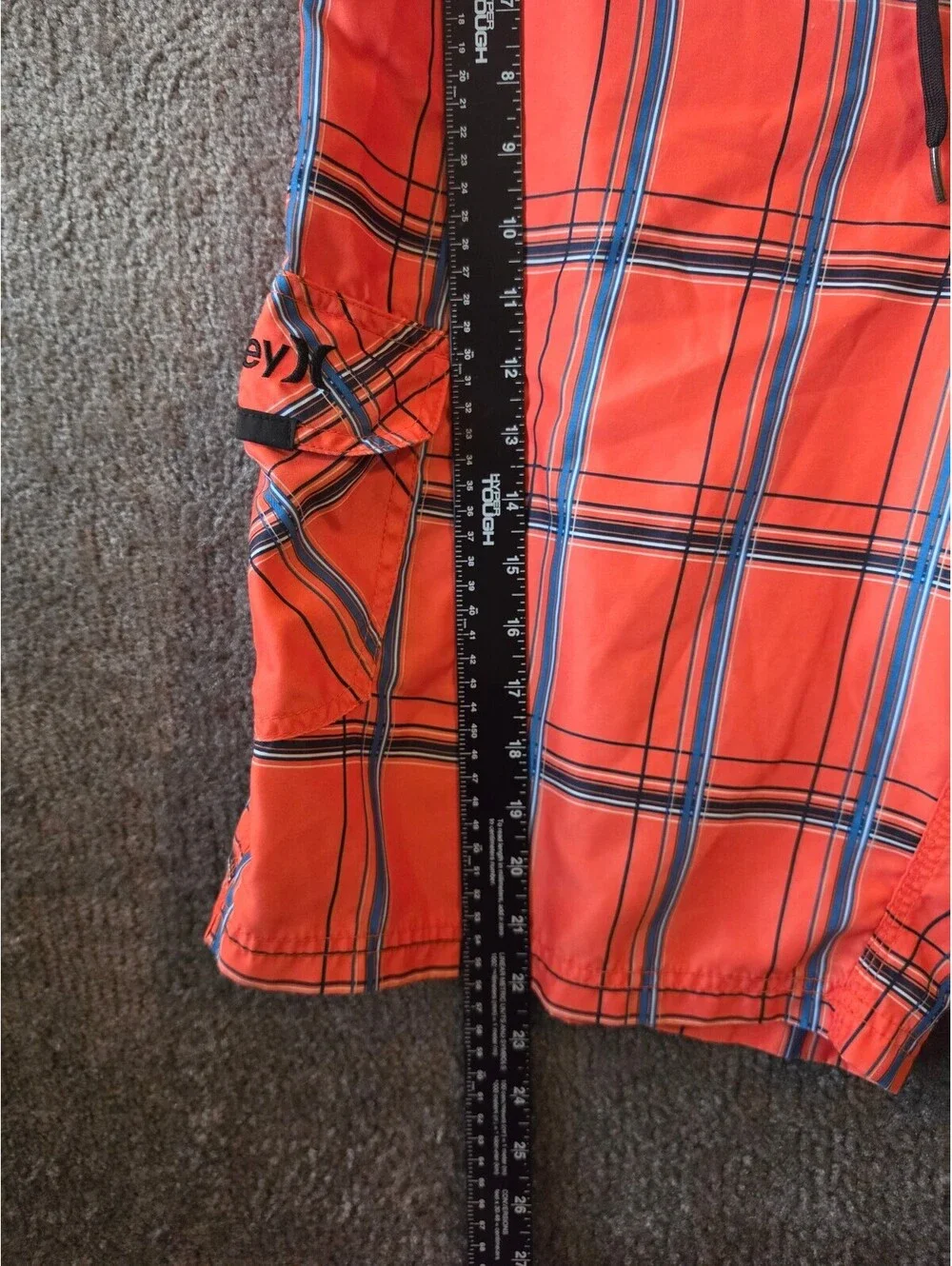 Hurley Shorts Men Vibrant Orange Plaid Puerto Rico Super Suede Swim Trunks